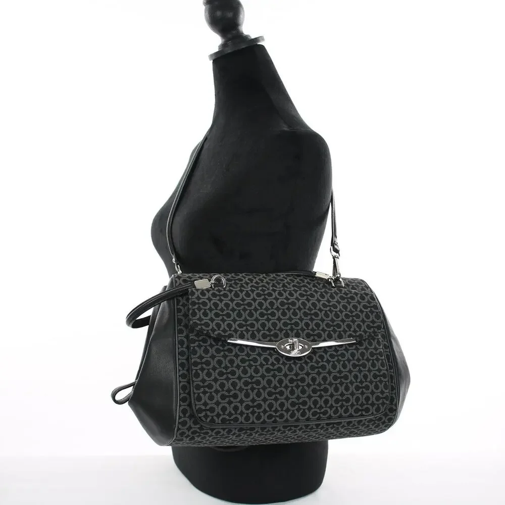 Coach Madison Madeline Black Silver Satchel Bag